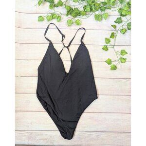 Women's JYORK the Label Dylan BLACK Pink One Piece DEEP V CUT Sz SMALL